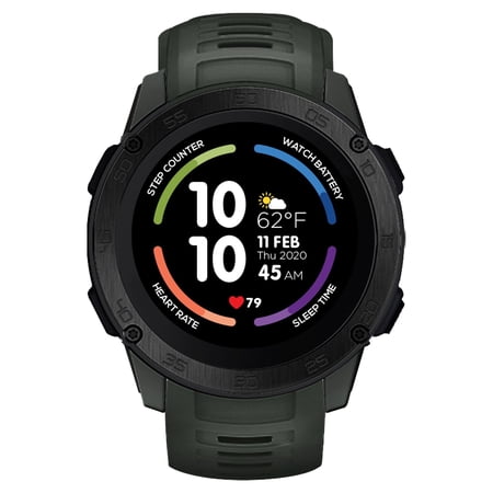 Itech Gladiator Male Adult Smart Watch, Compatible w/ Iphone & android, Dark Green