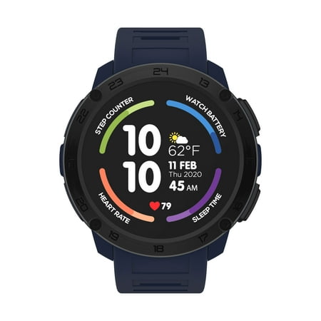 Itech Gladiator Male Adult Smart Watch, Compatible w/ Iphone & android, Navy