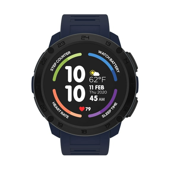 Itech Gladiator Male Adult Smart Watch, Compatible w/ Iphone & android, Navy