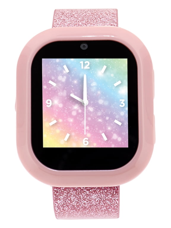 Kids Girls Pink Glitter Bluetooth Enabled Smartwatch with Interchangeable Straps and Bezels