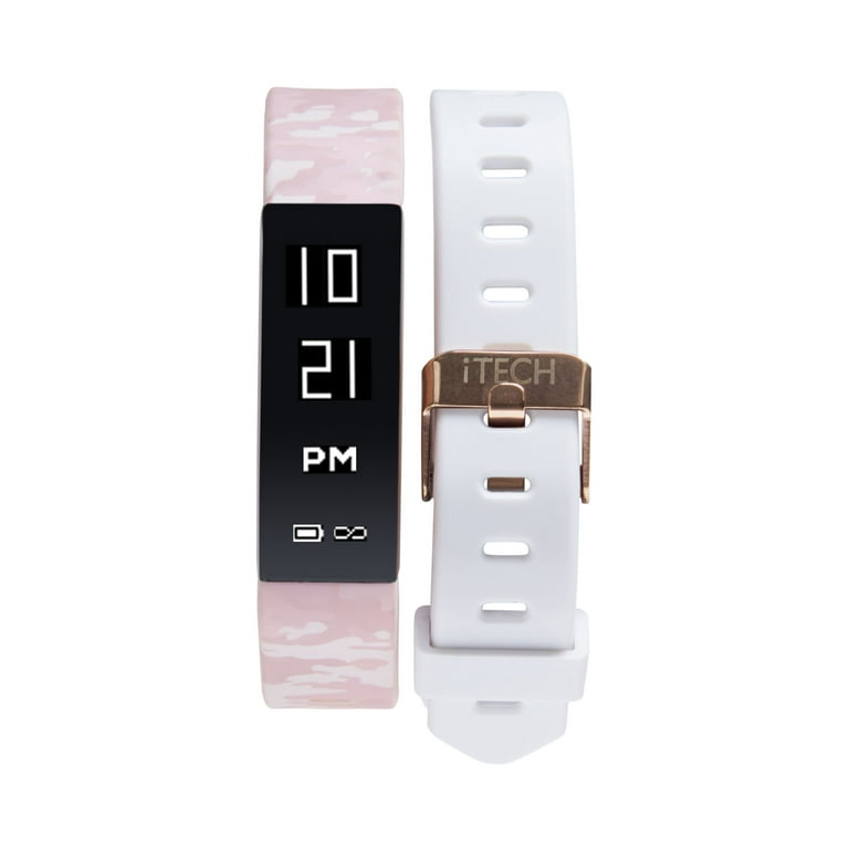 Itech Sport Unisex Adult Smartwatch Tracker with Interchangeable Strap Blush Camo White Walmart
