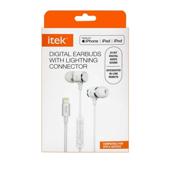 Itek Medium and Large Ear Tips Digital Earbuds, White