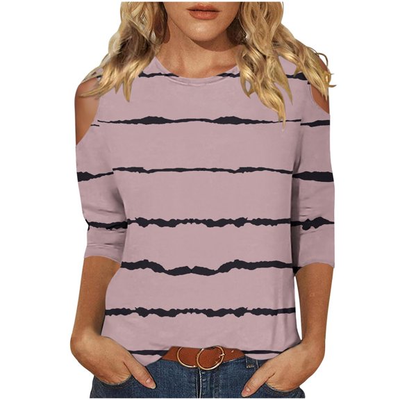 My Item BeiFu Long Sleeve Shirts For Women Casual Womens Tops Summer 2025 2xl Women Blouses Cotton 3/4 Sleeve Shirts For Women Plus Size Pack Fall Outfits For Women 2025