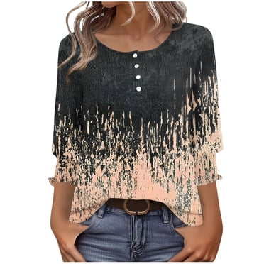 Women's Boho Summer Tops - Crochet Trim Crew Neck Short Sleeve Blouse