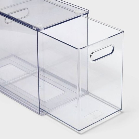 Item Storage Box, Multi-purpose Transparent Storage Cabinet, with Detachable Lid and Built-in Handle, Easy To Clean, Suitable for Bedrooms and Offices