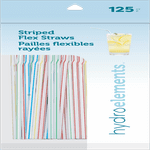 Items 4U! 125 Flex Straws, Stripe, Assorted Colors