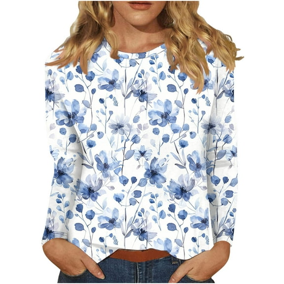 My Items BeiFu Long Sleeve Shirts For Women Casual Womens Tops 3/4 Sleeves Dressy Casual Women Blouses Cotton Dressy Cotton Crew Neck Graphic T Shirts Women Fall Tops For Women