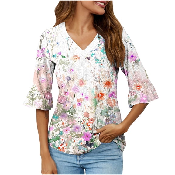 My Items BeiFu Long Sleeve Shirts For Women Casual Womens Tops Casual Summer Women Blouses Long Sleeve Casual Cotton V Neck T Shirts Women Plus Size Slim Fit Fall Outfits For Women 2025
