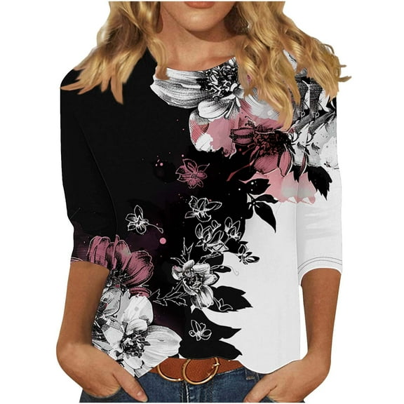 SHE IS My Items Long Sleeve Shirts for Women Cotton Blend Long Sleeve Crew Neck Tops for Women Dressy Blouses for Women Elegant Basic Tees for Women Cotton