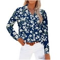 thumbnail image 1 of SHE IS My Items Shirts for Women Fall Plus Size V Neck Tops for Women 2025 Chiffon Blouses for Women Blue Long Sleeve Cotton Shirts for Women Loose Fit, 1 of 3