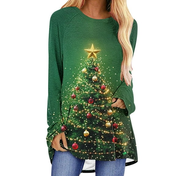 My Items Talove Long Sleeve Shirts for Women Funny Graphic Sweatshirt Fall Fashion Must Haves Tunic Fashion Clothes Womens Tops Casual Cotton Christmas Shirts