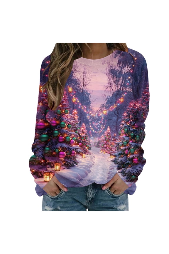 My Items Talove Long Sleeve Shirts for Women Funny Graphic Sweatshirt Fall Fashion Must Haves Winter Clothing Dressy Casual Soft Womens Tops Long Sleeve Casual Christmas Shirts