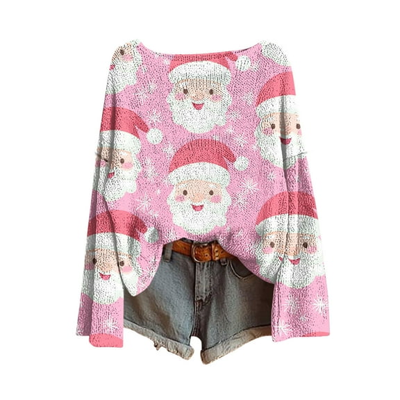 My Items Talove Long Sleeve Shirts for Women Graphic Printed Sweatshirt Fall Fashion Must Haves Fall Clothes Womens Tops Casual Plus Size Christmas Shirts