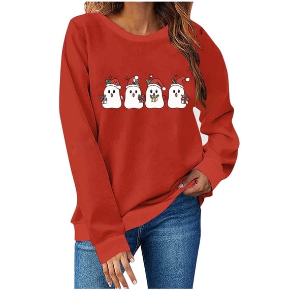 My Items Talove Long Sleeve Shirts for Women Graphic Printed Sweatshirt Women Fall Clothes Crew Neck Graphic Tees Womens Tops Fall Colors Christmas Shirts