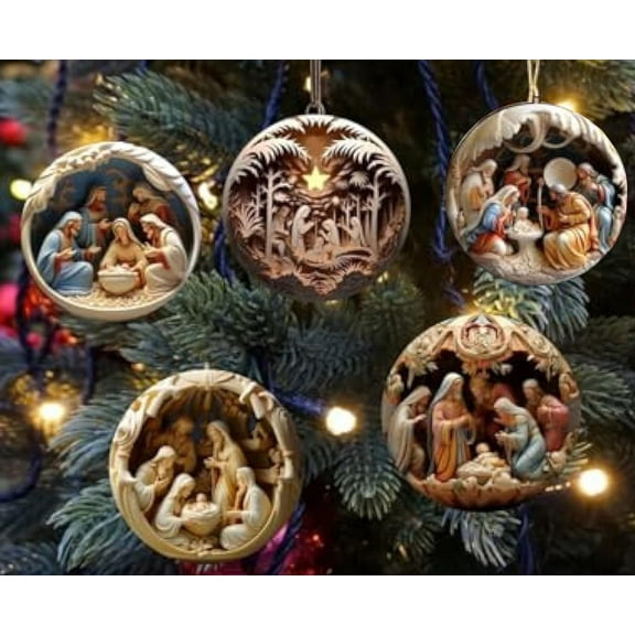 Items Viflosae Nativity Christmas Ornament - Nativity Ornaments for Christmas Tree, Jesus Christmas Decorations Funny Xmas Ornaments, Nativity Scene Ornaments Hanging Decor for Wome