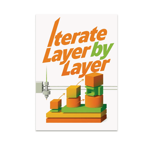 Iterate Layer by Layer Wall Art - 3D Printing Enthusiast - 13x19 Poster Print