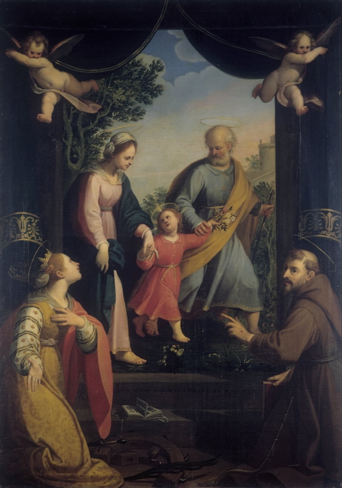Ith The Saints Catherine And Francis (Ritorno Dalla Fuga In Egitto Con I Santi Caterina E Francesco) Canvas Art - (18 x 24)