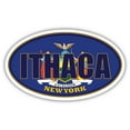 thumbnail image 1 of Ithaca City New York State Flag | NY Flag Tompkins County Oval State Colors Bumper Sticker Car Decal 3x5 inches, 1 of 3