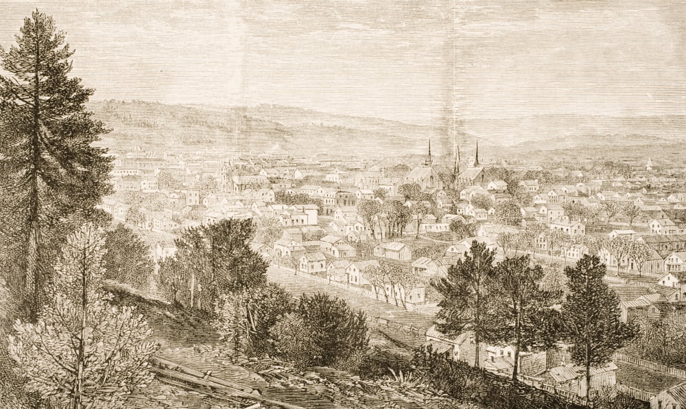 Ithaca And The Cornell UniversityNew York State In C 1870 From American Pictures Drawn With Pen And Pencil By Rev Samuel Manning Circa 1880 Canvas Art - Ken Welsh Design Pics (36 x 20)