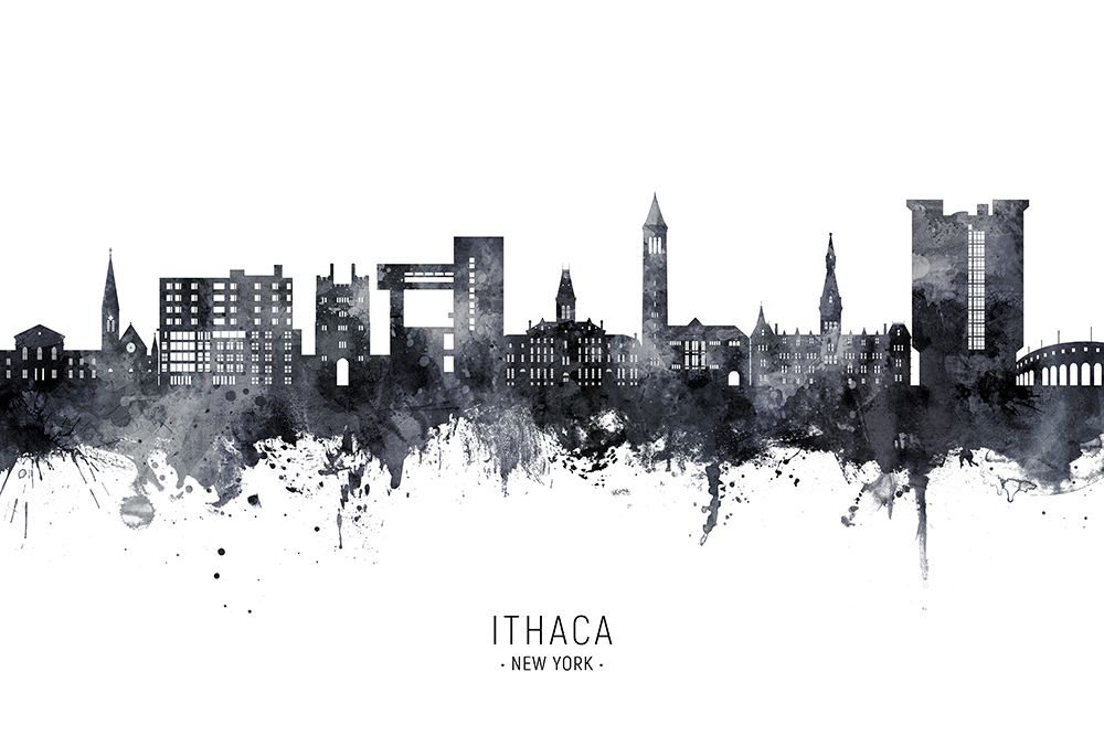 Ithaca New York Skyline Poster Print Michael Tompsett (36 x 24)