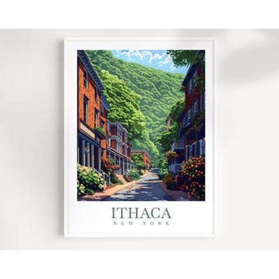 Ithaca Travel New York Lover Poster, Travel Inspired Home, Office And ...
