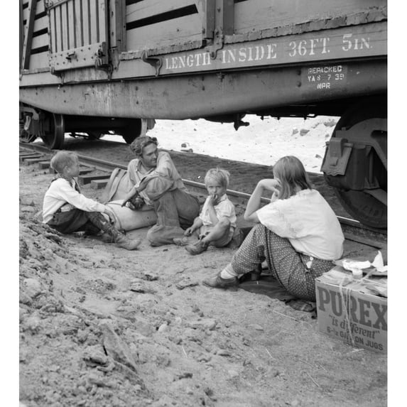 Itinerant Family 1939. Nan Itinerant Family Who Travels By Freight Train In Toppenish Washington. Photograph By