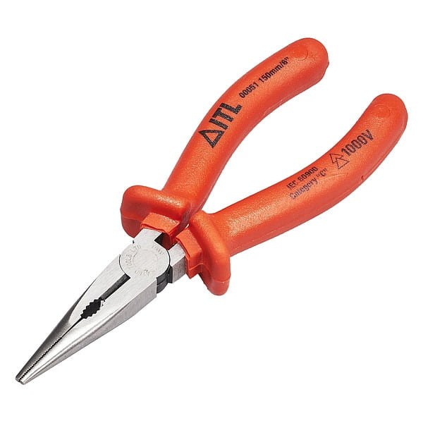 Itl Bent Needle Nose Plier,6-1/4" L,Serrated 00071