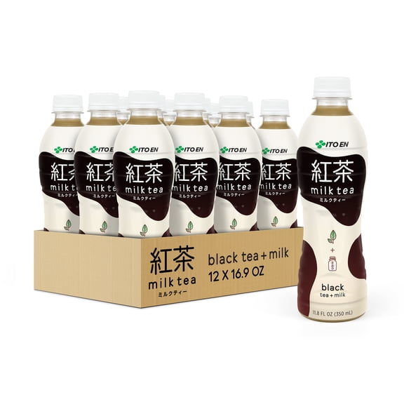 Ito En Black Milk Tea, Naturally Caffeinated Bottled Tea, 11.8 fl oz, 12 Pack