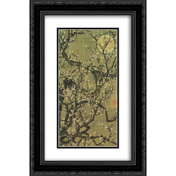 Ito Jakuchu 2x Matted 16x24 Black Ornate Framed Art Print 'Baika kougetuzu'