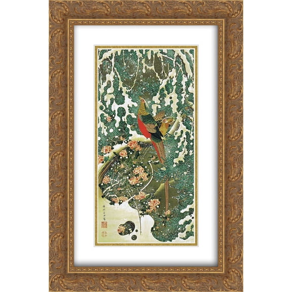 Ito Jakuchu 2x Matted 16x24 Gold Ornate Framed Art Print 'Settyu kinkeizu'