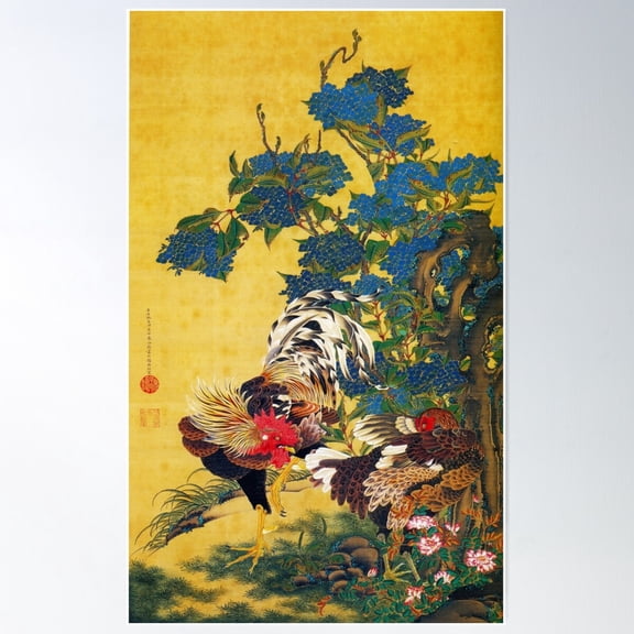 Ito Jakuchu Ajisaisoukei-Zu Poster Wall Art, Modern Wall Decor For Living Room Bedroom, 8x12 UNFRAMED