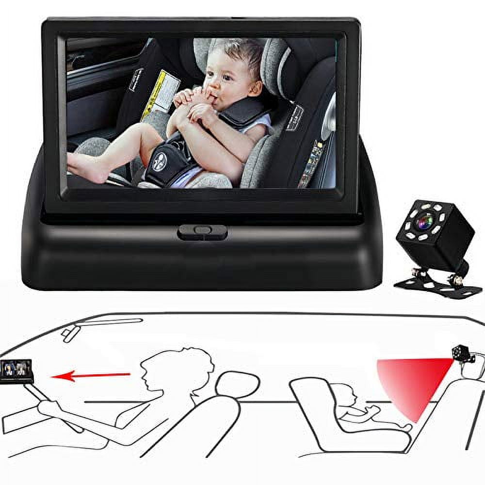 Itomoro Baby Car Mirror, View Infant in Rear Facing Seat with Wide Crystal Clear View,360 Rotation Plug and Play Easy Install baby car monitor 1080p