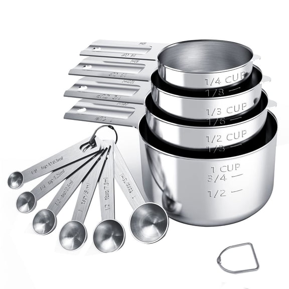 Itopfox Stainless Steel Measuring Cups & Spoons Set, Essential Kitchen Gadgets for Precise Cooking and Baking Needs (10-Piece)