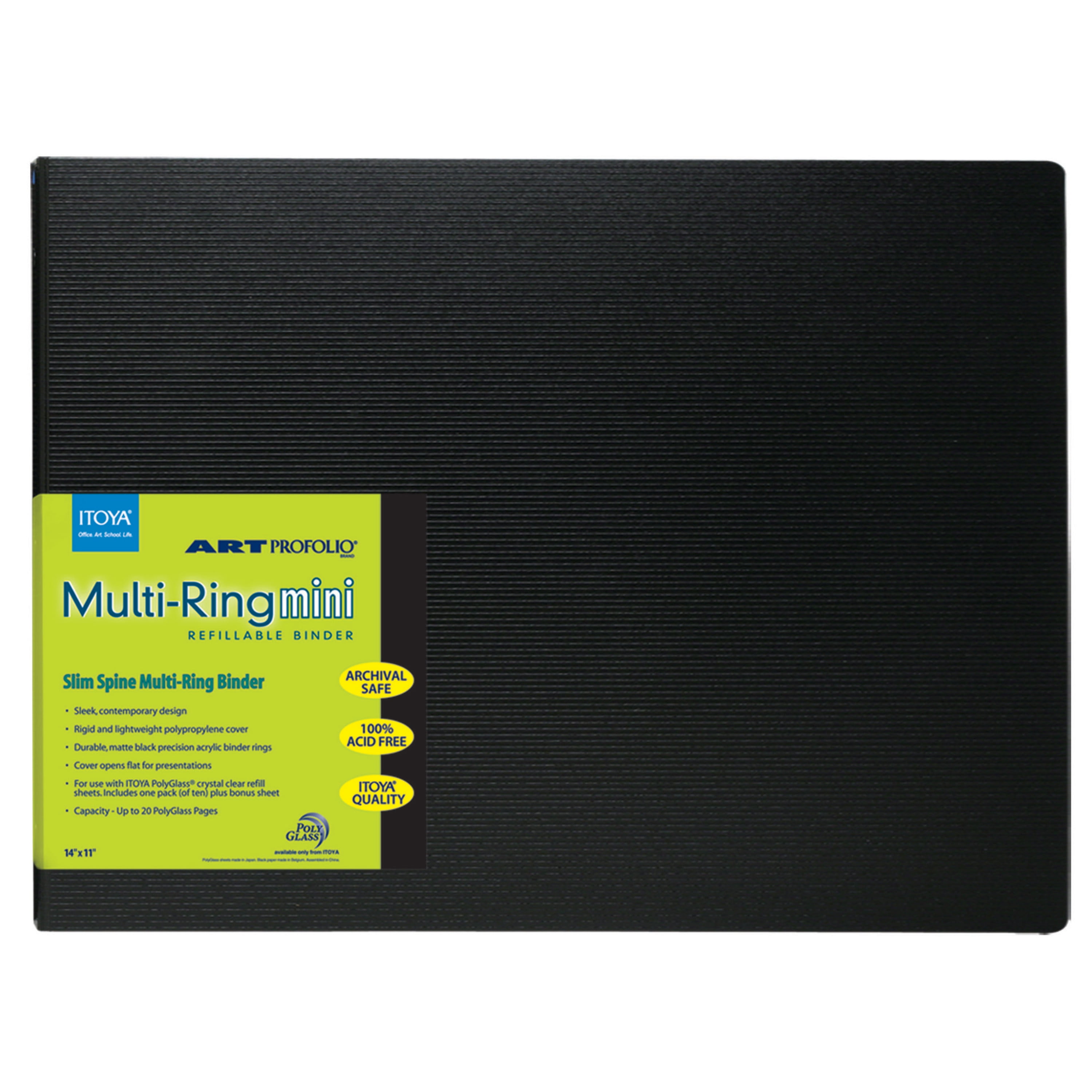 Itoya Art ProFolio Multi-Ring Mini Refillable Binder, 14” x 11”