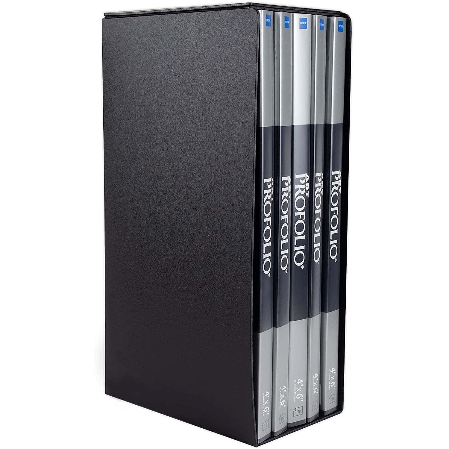 Itoya OL-120LY Art Profolio Photo Album Library Box Set of 5 Albums Within Storage Sleeve Black