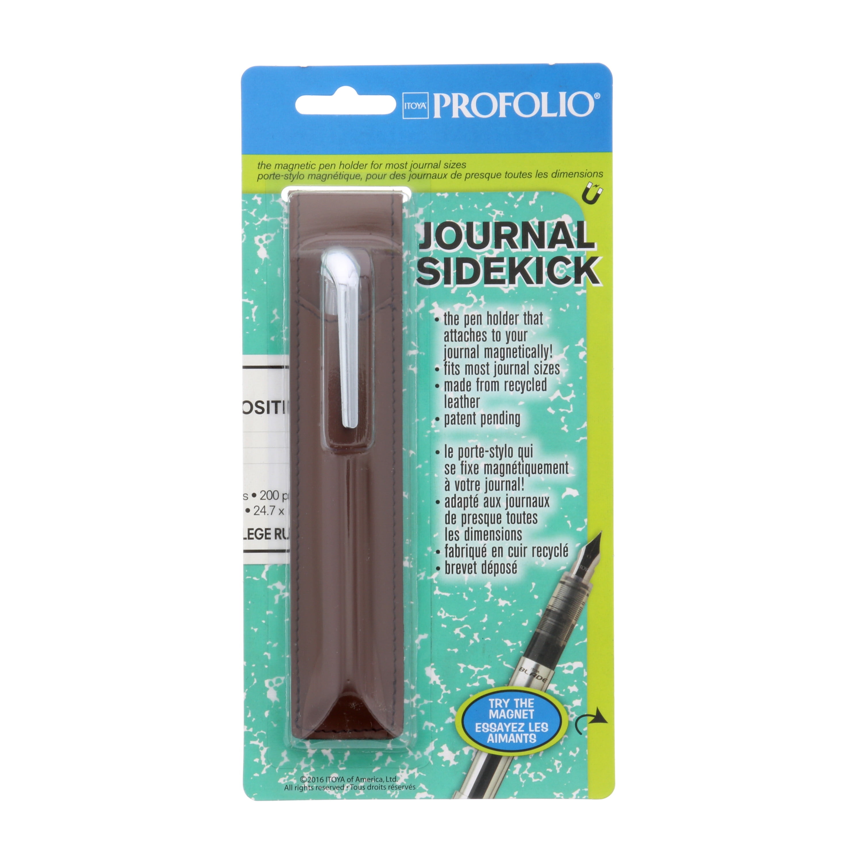 Itoya Journal Sidekick Magnetic Pen Holder, Brown
