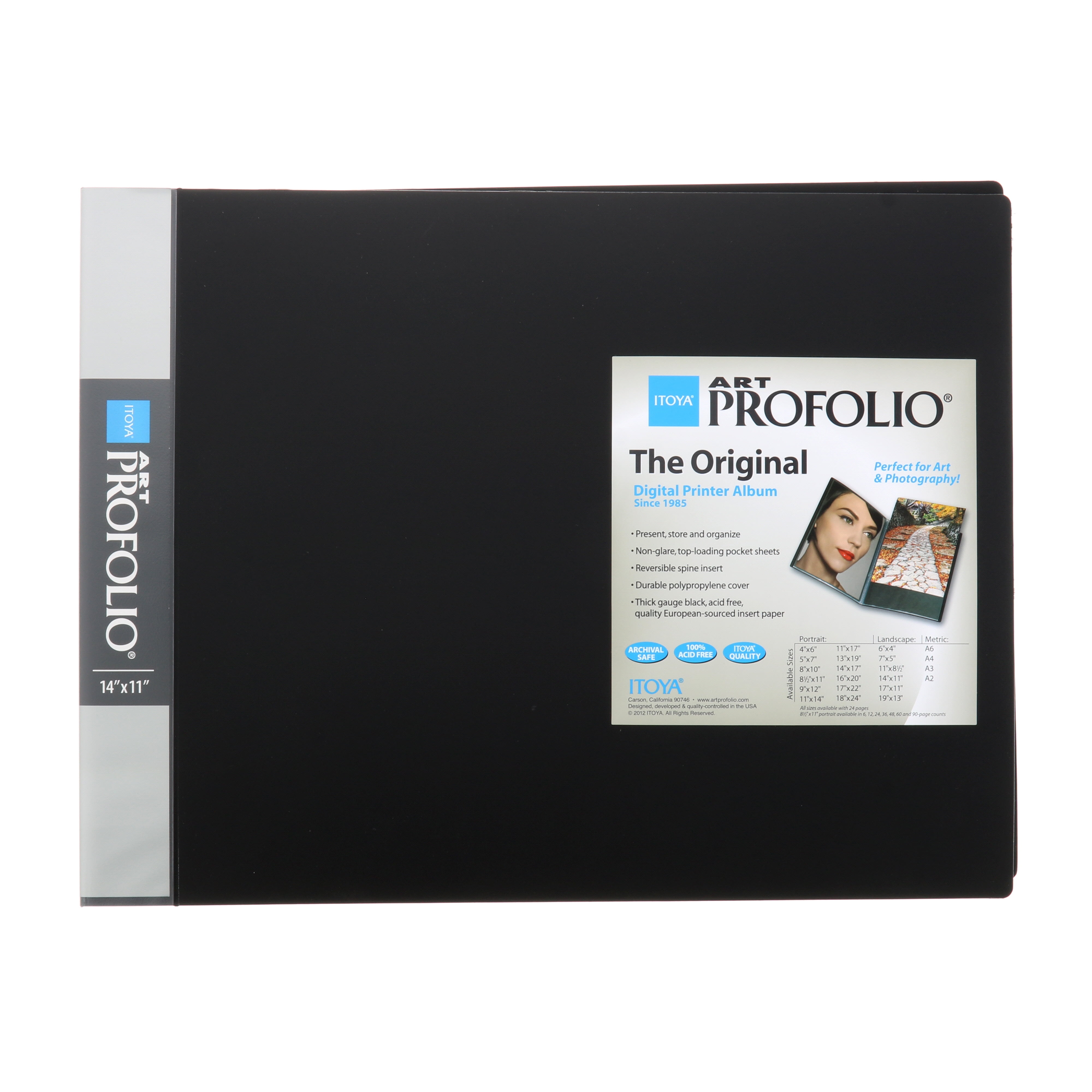 Itoya Original Art Profolio - 11" x 14", Black, Landscape, 24 Pages
