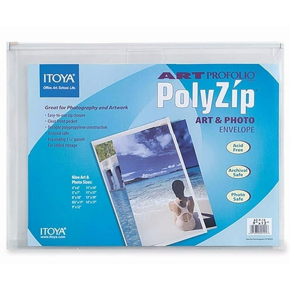Itoya PolyZip Envelope - 12" x 9", Clear