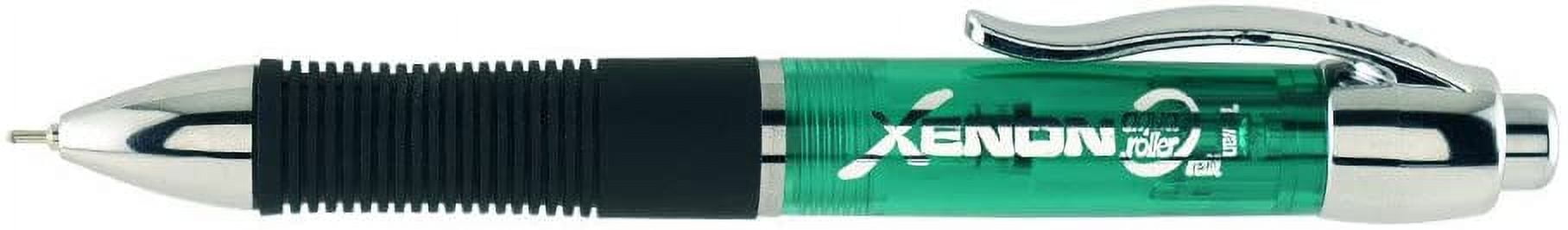Itoya Xenon Retractable Ballpoint Pen with Comfortable Rubber Grip, 1.0mm Medium Point, Translucent Emerald Green