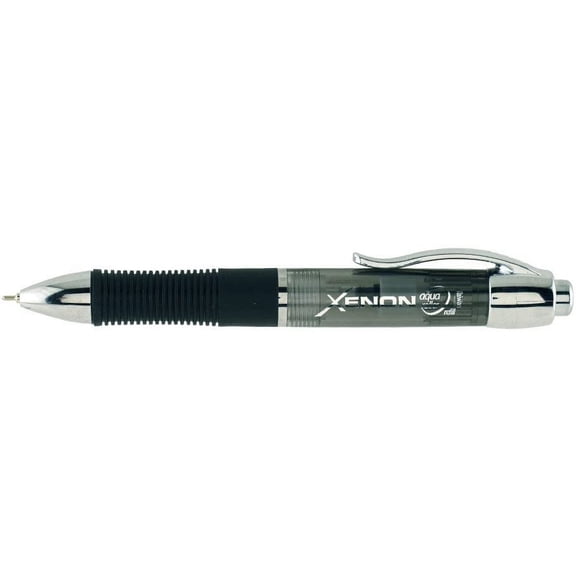 Itoya Xenon Retractable Ballpoint Pen with Comfortable Rubber Grip, 1.0mm Medium Point, Translucent Thunder Cloud Gray