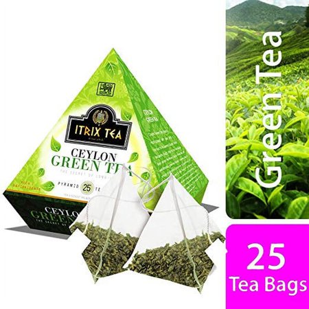 Itrix Ceylon Green Tea Bags Pure - Pyramid Style - 25 Tea Bags Per Pack
