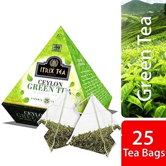 Itrix Ceylon Green Tea Pyramid Style (25 Tea Bags)- Slimming Tea & Weight Loss Tea, Increases Metabolism