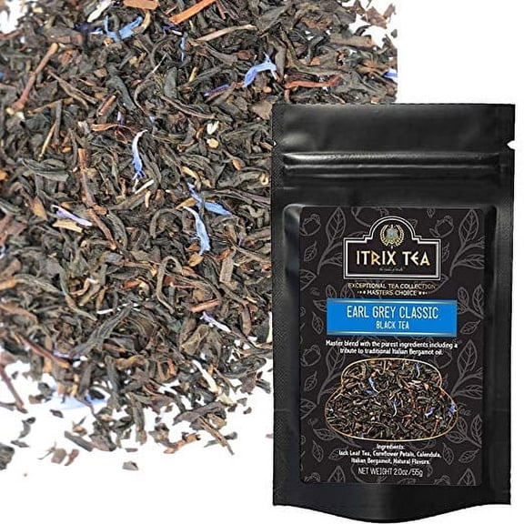 Itrix Earl Grey Classic Loose Leaf Black Tea, 1 lb Bag (16 oz) - Infused with Natural Italian Bergamot Oil - Aromatic Coffee Substitute & Morning Brew