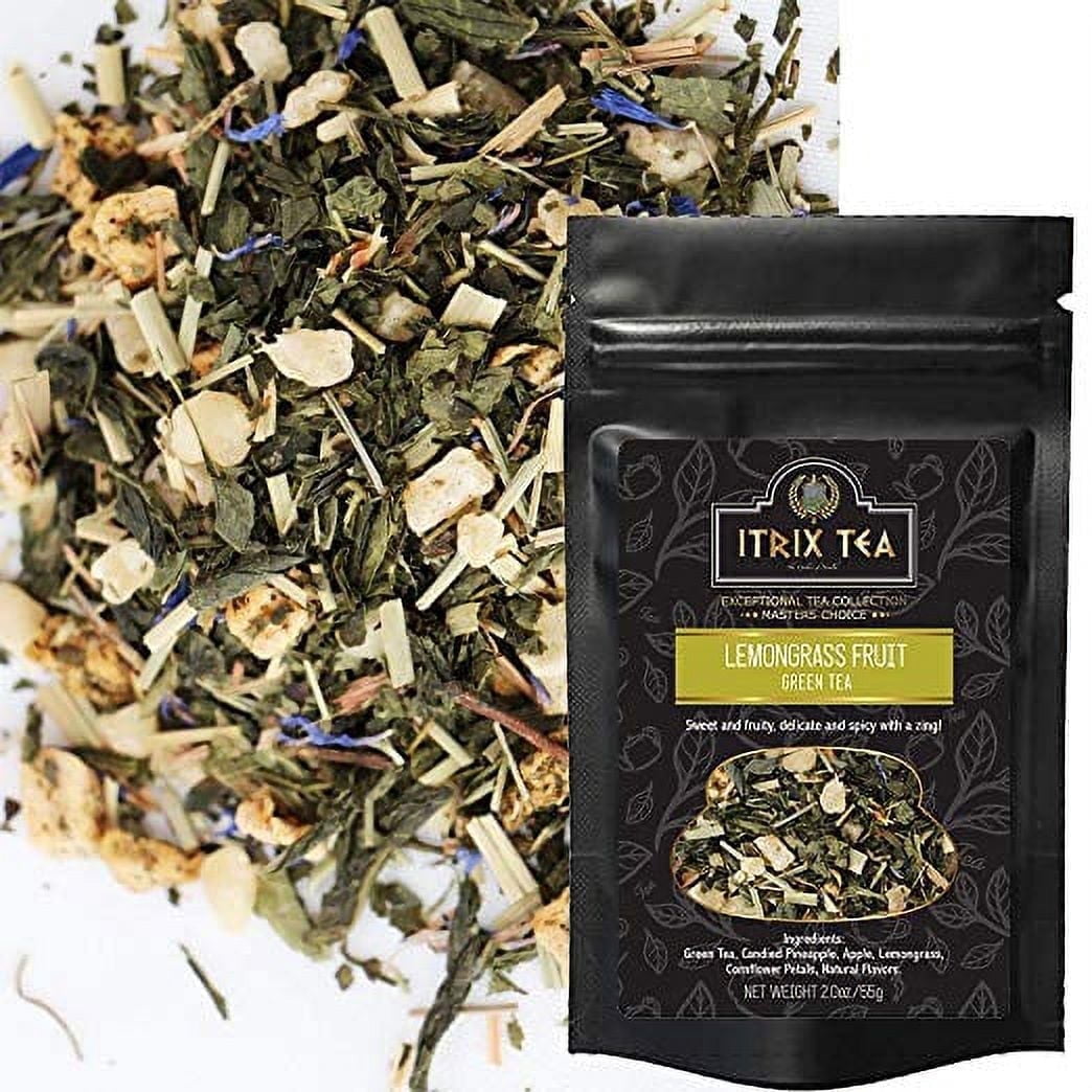 Itrix Tea Lemongrass Green Tea, 1 lb (16 oz) - Citrus Fruit Blend Tea, Boosts Metabolism & Cleanses Toxins, High Antioxidant Wellness Tea, Non-GMO