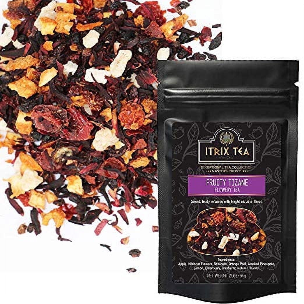 Itrix Tea Fruity Tisane Flowery Tea, 4 oz,  Caffeine-Free Loose Leaf Herbal Tea with Hibiscus, Apple & Citrus  Blend