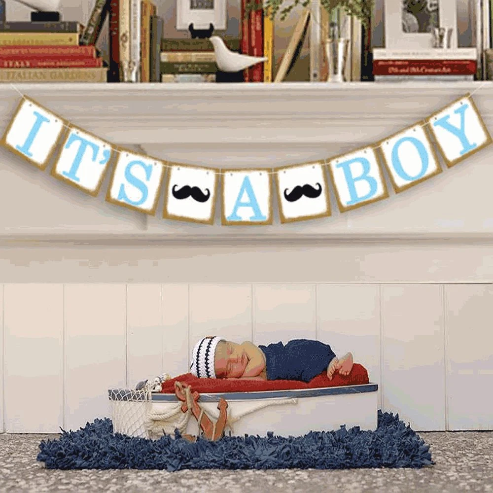 Its A Boy Baby Shower Banner Garland, Gender Reveal Party Decorations, Us Seller