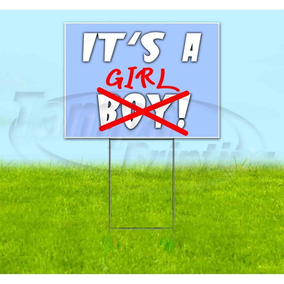 Its A Girl (18" x 24") Yard Sign, Includes Metal Step Stake