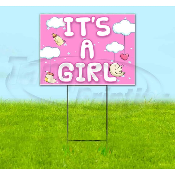 Its A Girl Cloudtoys (18" x 24") Yard Sign, Includes Metal Step Stake