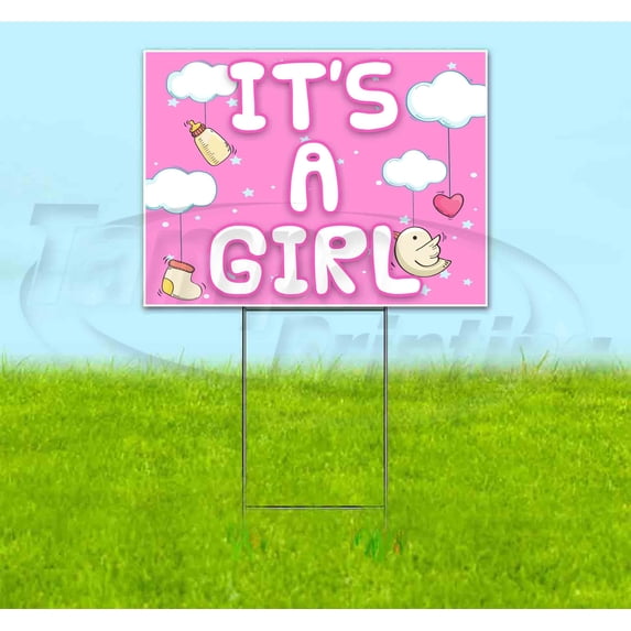 Its A Girl Cloudtoys (18" x 24") Yard Sign, Includes Metal Step Stake