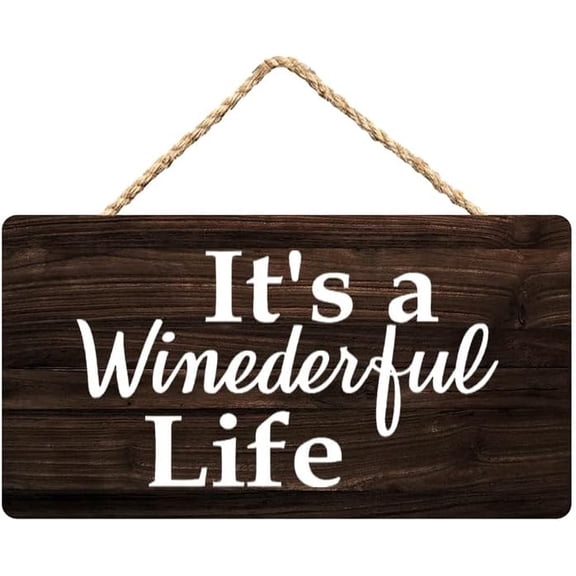 Its A Winederful Life Wooden Wall Art 12 x 8 Inch - Wine Lover‘S Home Front Door Decor, Playful Holiday Humor Art